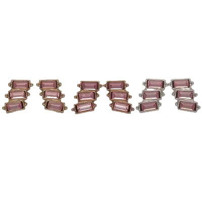 Trio Stack Crystal Earrings Pack Pink Earrings Fabienne