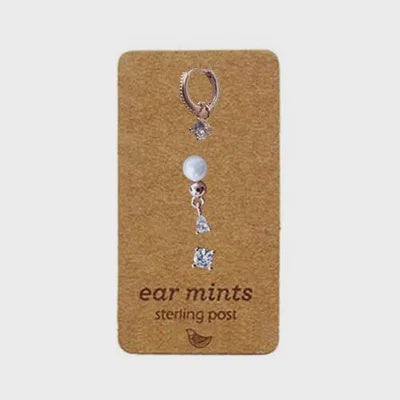 Cubic Post/Huggie/Pearl Trio Earrings Rose/Clear Earrings Fabienne