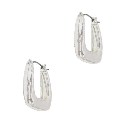 Hammered Oblong Hoop Earring Silver Earrings Fabienne