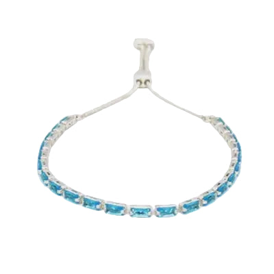 Rect Stone Slider Tennis Braclelet Silver/Aquamarine Bracelets and Bangles Fabienne