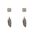Fw Pearl & Leaf Pair Post Earrings Silver/Cream Earrings Fabienne