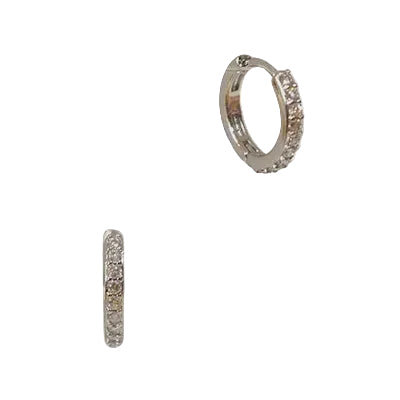 Multi Cz Huggie Earring Silver/Cream Earrings Fabienne