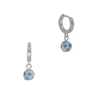 Ceramic Bead Huggie Earrings Silver/Blue Earrings Fabienne