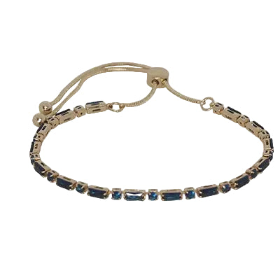 Rect & Rnd Crystal Slider Braclelet Gold/Sapphire Bracelets and Bangles Fabienne