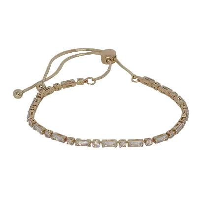 Rect & Rnd Crystal Slider Braclelet Gold/Clear Bracelets and Bangles Fabienne