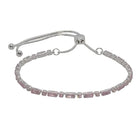 Rect & Rnd Crystal Slider Braclelet Silver/Pink Bracelets and Bangles Fabienne