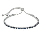 Rect & Rnd Crystal Slider Braclelet Silver/Sapphire Bracelets and Bangles Fabienne