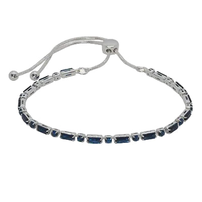 Rect & Rnd Crystal Slider Braclelet Silver/Sapphire Bracelets and Bangles Fabienne