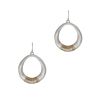 Two Tone Wire Wrap Open Oval Earring Silver/Gold Earrings Fabienne