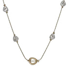 Pearl & Open Circle Station Necklace Gold/Cream Necklaces Fabienne