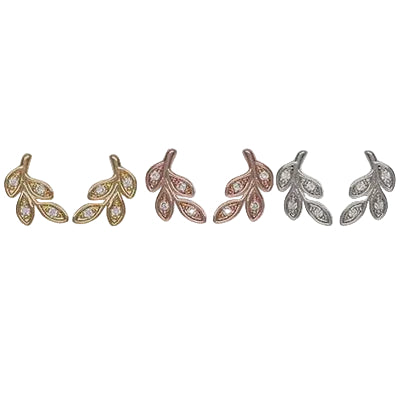 Cubic Leaf Post Earrings Pack Earrings Fabienne