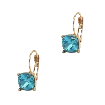 Classic Square Fw Earrings Gold/Aquamarine Earrings Fabienne