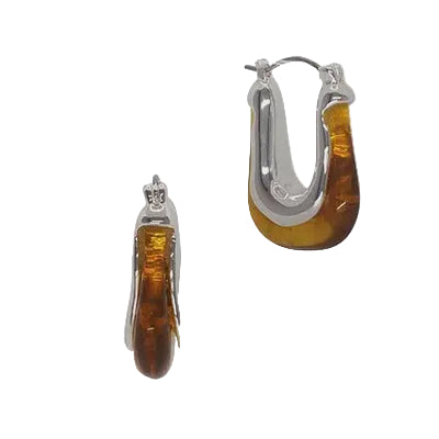 Resin Rnd Rectangular Earrings Silver/Tort Shell Earrings Fabienne