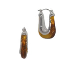 Resin Rnd Rectangular Earrings Silver/Tort Shell Earrings Fabienne