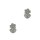 Cubic Flower W/STEM Post Earrings Silver Earrings Fabienne