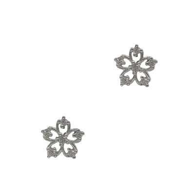 Cubic 5 Petal Flower Stud Earrings Silver/Clear Earrings Fabienne