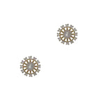 Cubic & Pearl Flower Post Earrings Gold/Cream Earrings Fabienne