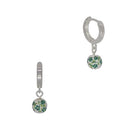Ceramic Bead Huggie Earrings Silver/Green Earrings Fabienne