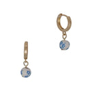 Ceramic Bead Huggie Earrings Gold/Blue Earrings Fabienne
