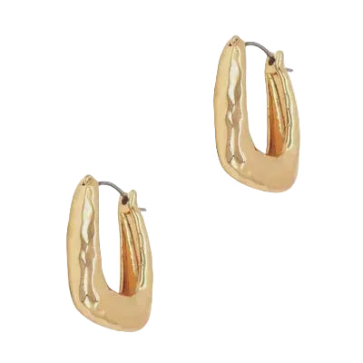 Hammered Oblong Hoop Earring Gold Earrings Fabienne