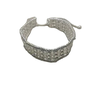 Cz Border W/Rect Detail Slider Braclelet Silver/Clear Bracelets and Bangles Fabienne