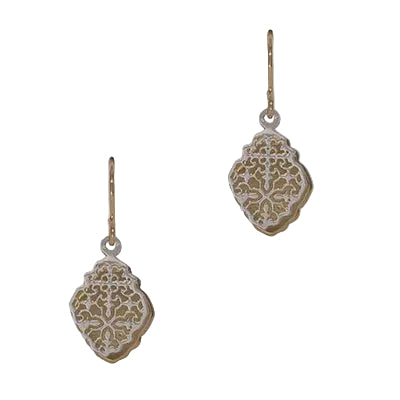 Two Tone Filigree Diamond Fh Earring Gold/Silver Earrings Fabienne