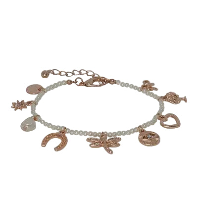 Multi Charm Braclelet Rose/Cream Bracelets and Bangles Fabienne