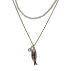 Layered Fish Pendant Necklace Gold/Cream Necklaces Fabienne