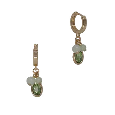 Sp Stone & Oval Cz Huggie Earrings Gld/Amz/Peridot Earrings Fabienne