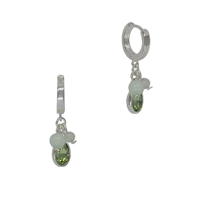 Sp Stone & Oval Cz Huggie Earrings Sil/Amz/Peridot Earrings Fabienne