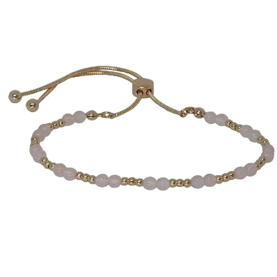 Sp Stone & Metal Bead Slider Braclelet Gold/Light Pink Bracelets and Bangles Fabienne