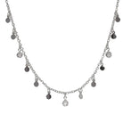 Metal Disc & Cz Charm Necklace Silver/Clear Necklaces Fabienne