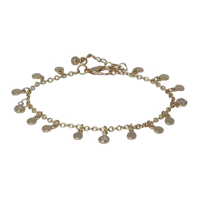 Metal Disc & Cz Charm Braclelet Gold/Clear Bracelets and Bangles Fabienne