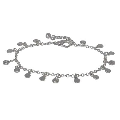 Metal Disc & Cz Charm Braclelet Silver/Clear Bracelets and Bangles Fabienne