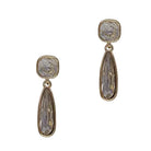 Two Pce Squ & T/Crop Cz Post Earrings Gold/Clear Earrings Fabienne