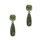 Two Pce Squ & T/Crop Cz Post Earrings Gold/Peridot Earrings Fabienne