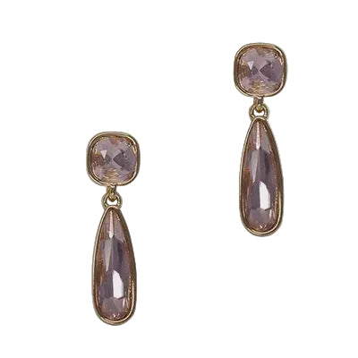 Two Pce Squ & T/Crop Cz Post Earrings Gold/Pink Earrings Fabienne