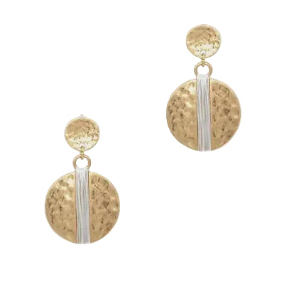 Two Pce Wire Wrap Disc Post Earring Gold/Silver Earrings Fabienne