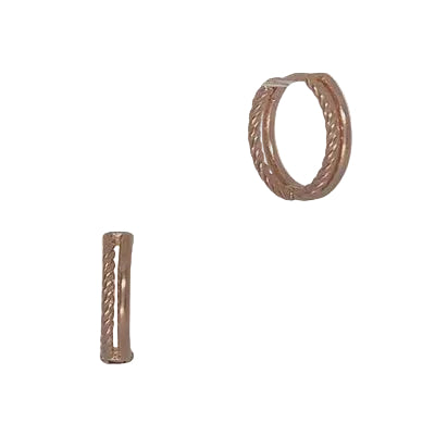 Rope Pattern and Dbl LINE Huggie Earrings Rose Gold Earrings Fabienne