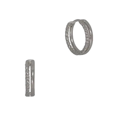 Rope Pattern and Dbl LINE Huggie Earrings Silver Earrings Fabienne