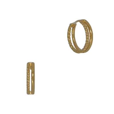 Rope Pattern and Dbl LINE Huggie Earrings Gold Earrings Fabienne