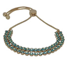 Double LINE Rnd Cz Slider Braclelet Gold/Aquamarine Bracelets and Bangles Fabienne