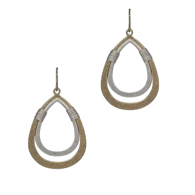 Two Tone T/Drop Wire Wrap Fh Earring Gold/Silver Earrings Fabienne