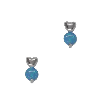 Heart & Opal Drop Post Earrings Silver/Blue Earrings Fabienne