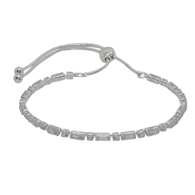 Rect & Rnd Crystal Slider Braclelet Silver/Clear Bracelets and Bangles Fabienne