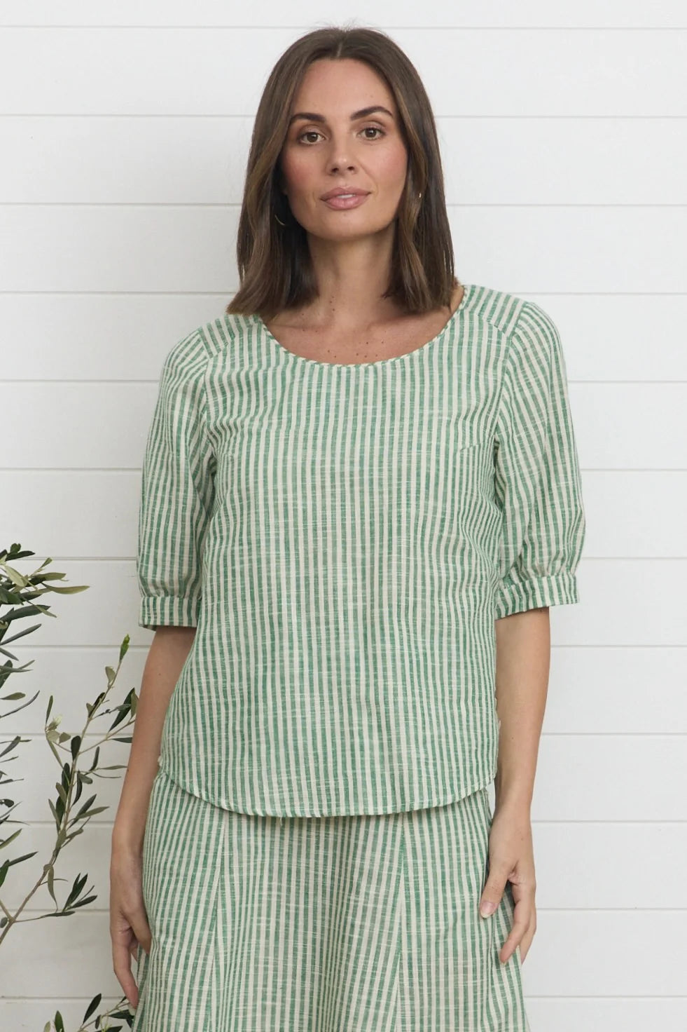 Gigi Top Green Stripe - Global Free Style
