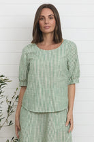 Gigi Top Green Stripe - Global Free Style