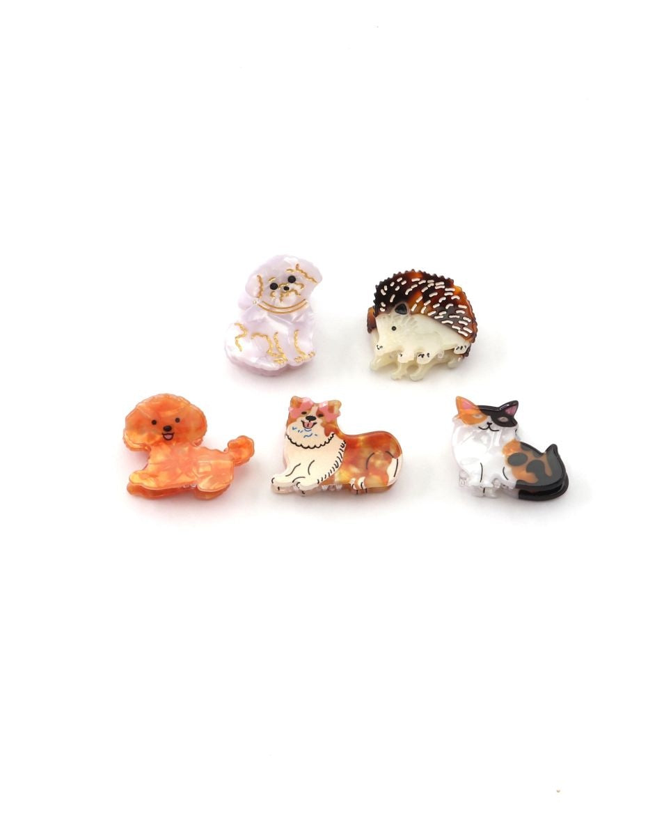 Set of 5 Mini Animal Hair Clips Hair Tiger Tree