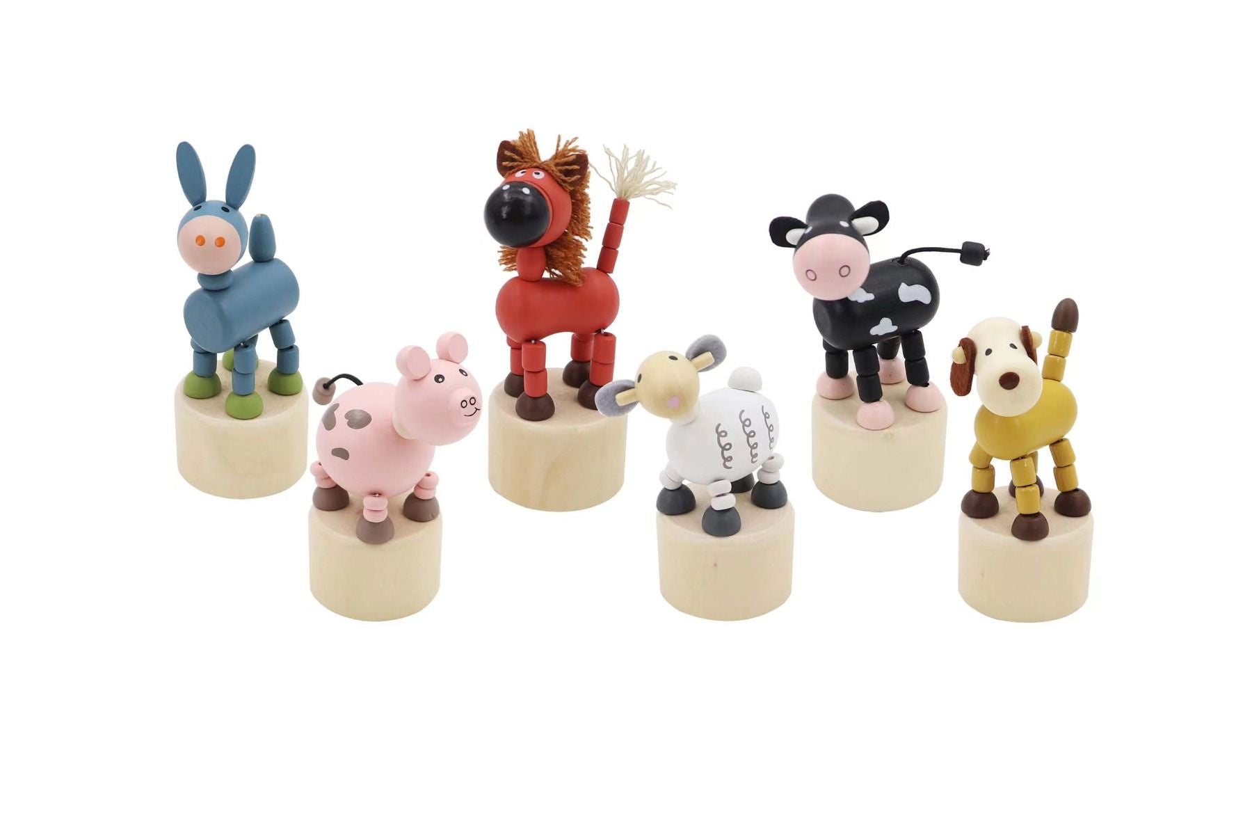 Wooden Farm Animal Press Toys Gifts and Accessories ToysLink Cow