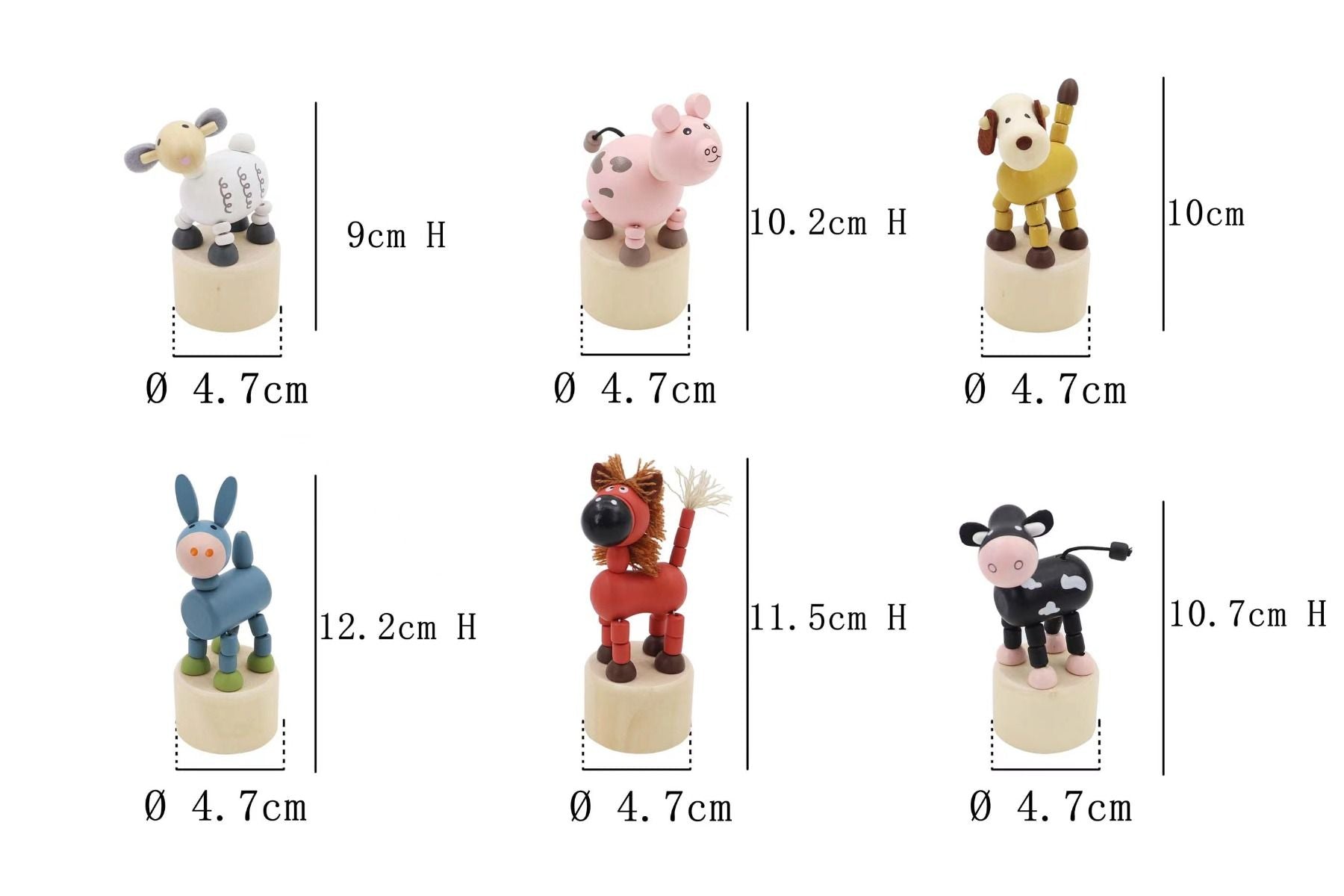 Wooden Farm Animal Press Toys Gifts and Accessories ToysLink